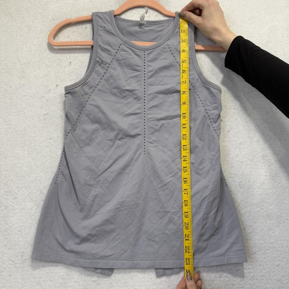 Athleta Tank Top Womens XS Gray Perforated Split Back Lightweight Athletic Gym - Picture 4 of 7